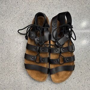 Birkenstock Papillio Black Leather Gladiator Sandals